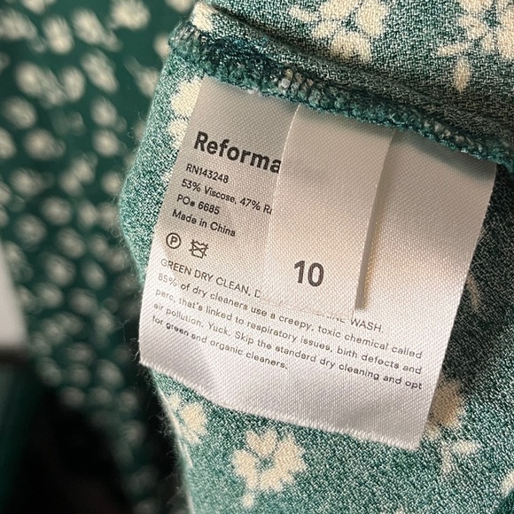 Reformation Green Floral Sarah Chive Spaghetti Strap Mini Sundress Sz 10 - Picture 6 of 11